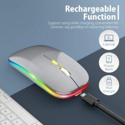 Micro USB Rechargeable 2.4GHz RGB Wireless Mouse For PC Laptop Computer