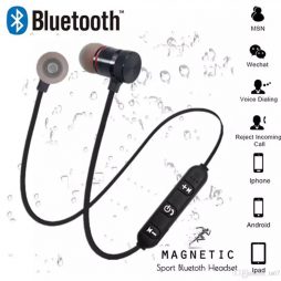 Wireless Bluetooth Headset / Bluetooth Hands Free Magnetic Adsorption Bass Sport Headphone for iPhone & Android - Gold