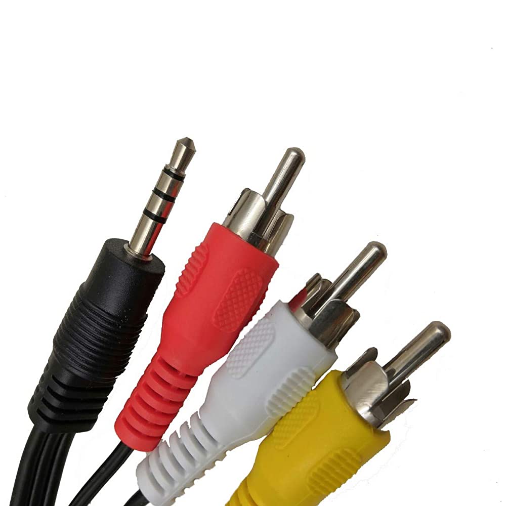 3.5 mm to RCA/AV Camcorder Video Cable, 3.5mm Male to 3RCA Male Plug Stereo Audio Video AUX Cable for Smartphones, MP3, Speakers, Home Theater (3.5 Straight to 3 RCA 1.22m)