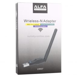 ALFA Wireless WiFi USB Network Adapter with Antenna UW07