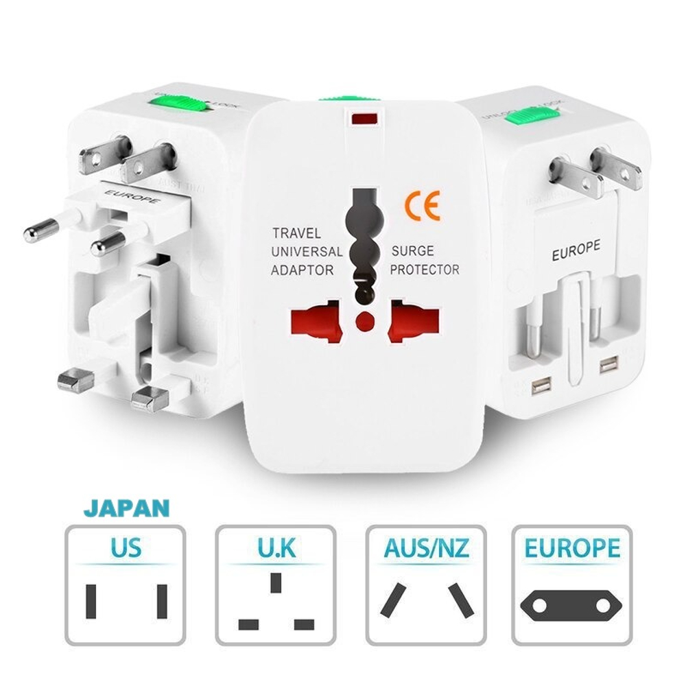 All in One Universal International Plug Adapter World Travel AC Power Charger Adaptor with AU US UK EU converter Plug