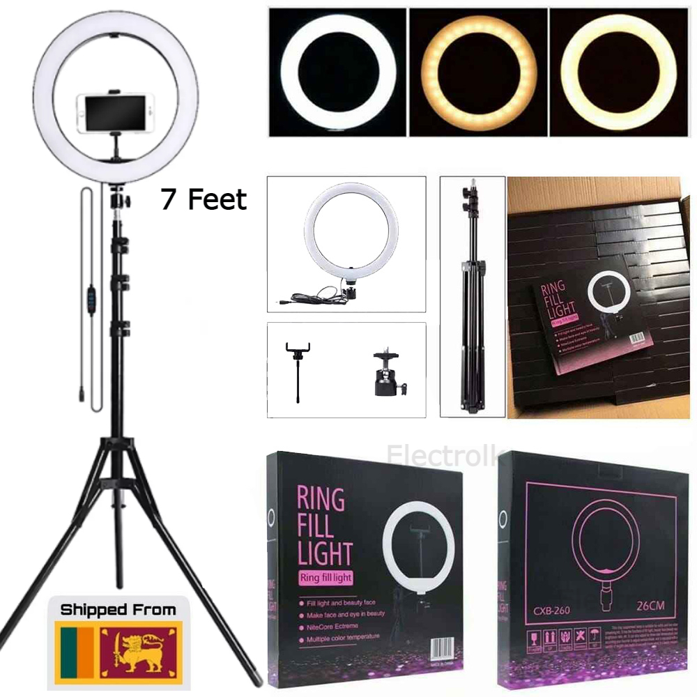 Ring Light LED Soft Ring Fill Light 3 Colours 7 Feet Height With Tripod + Phone Holder For Tiktok Videos/ Live Streaming