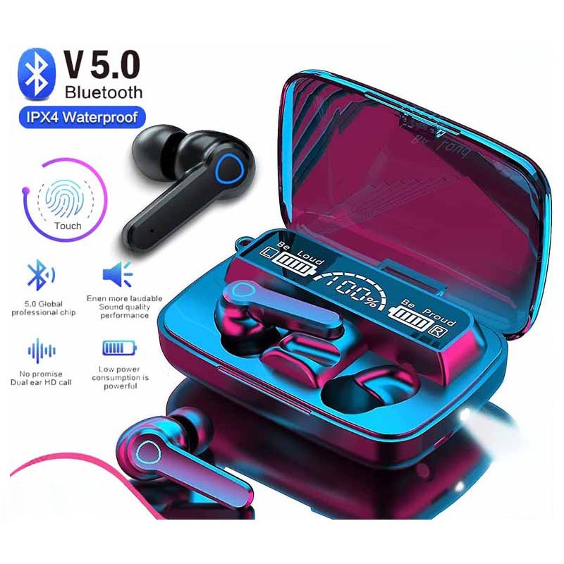 M19 Tws wireless earbuds Touch Wateroof Led display with 3000mAh powerbank box 2021 new trendy product 9D Surround sound and deep base earbuds