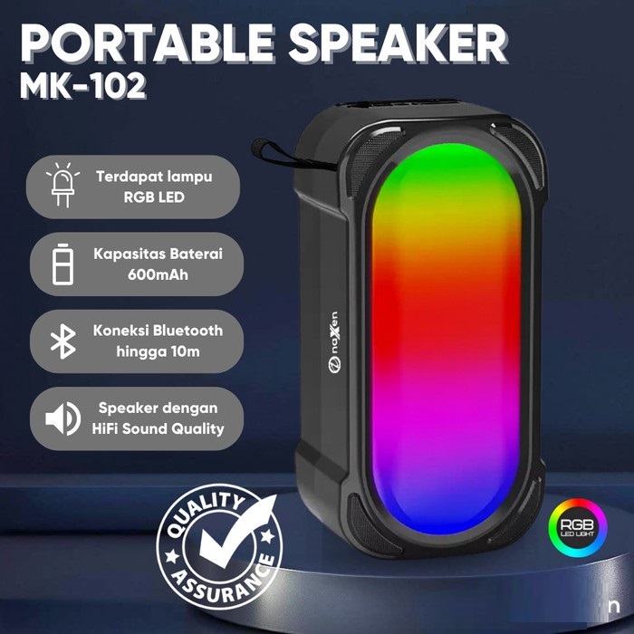 MK 102 Wireless Portable Bluetooth Speaker, Supports SD, USB, FM Audio Memory Cards With RGB Led Flashing to The Music