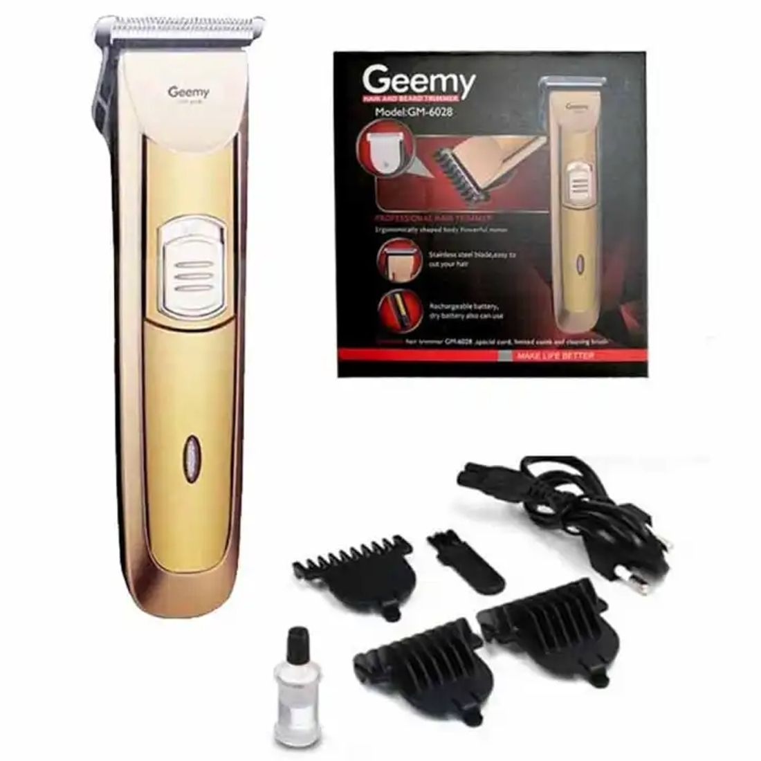 Geemy Gm-6028 Rechargable Hair & Beard Trimmer For Men / Clipper Gm 6028