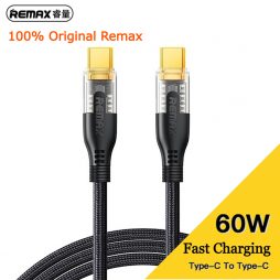 REMAX RC-C170 Type-C to Type-C Data Cable PD 60W Fast Charging Braided Transparent Housing